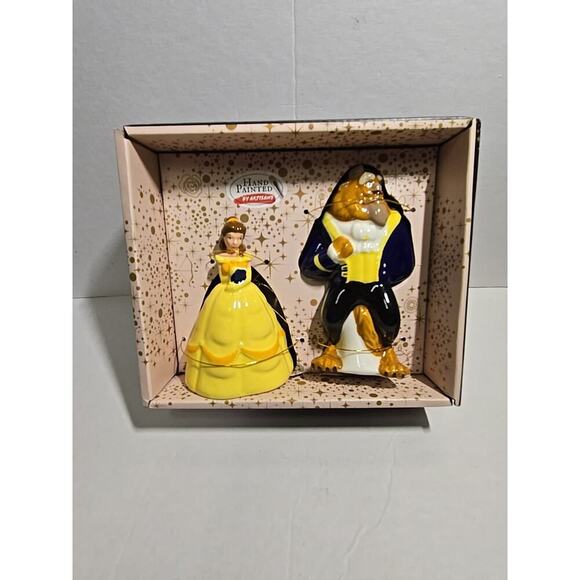 NEW Hand Painted Beauty and The Beast Salt and Pepper Shakers Set-Disney - Picture 1 of 9